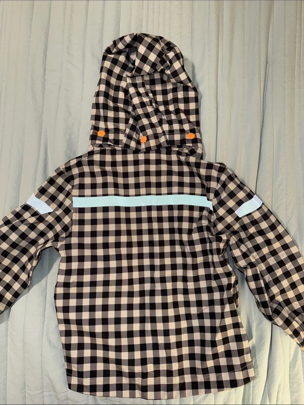 Lightweight Checked Windbreaker Raincoat with Detachable Hood